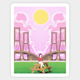 Pink land Sticker